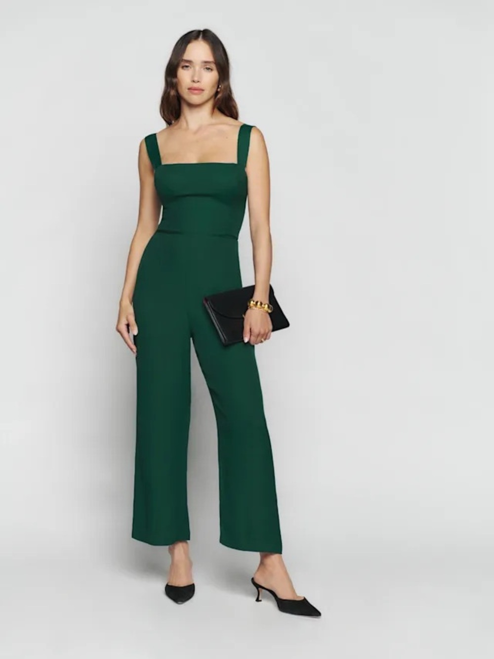 Reformation Strapless Emerald Green Sweetheart Jumpsuit
